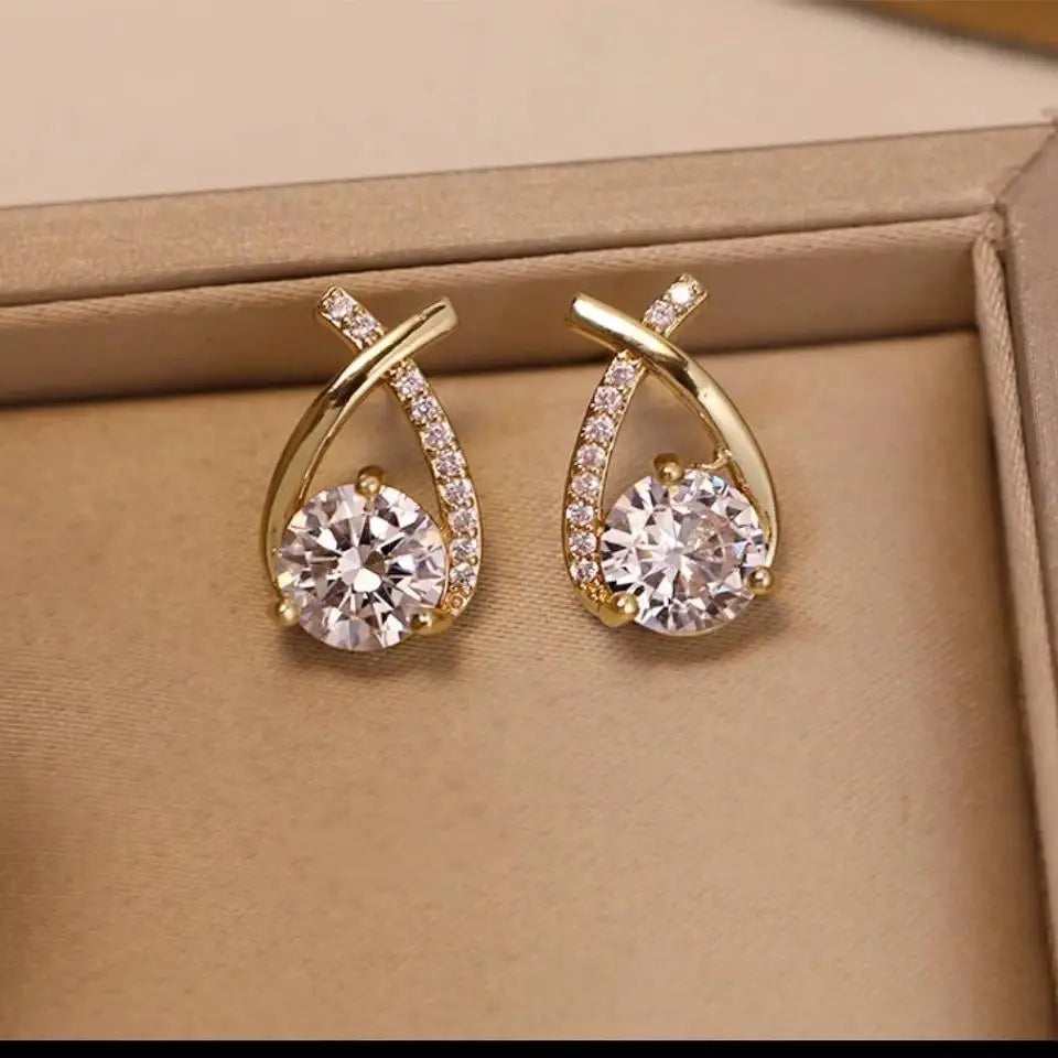 Cross Stud Earrings For Women Girls style Elegant Crystal Jewelry Ear Rings