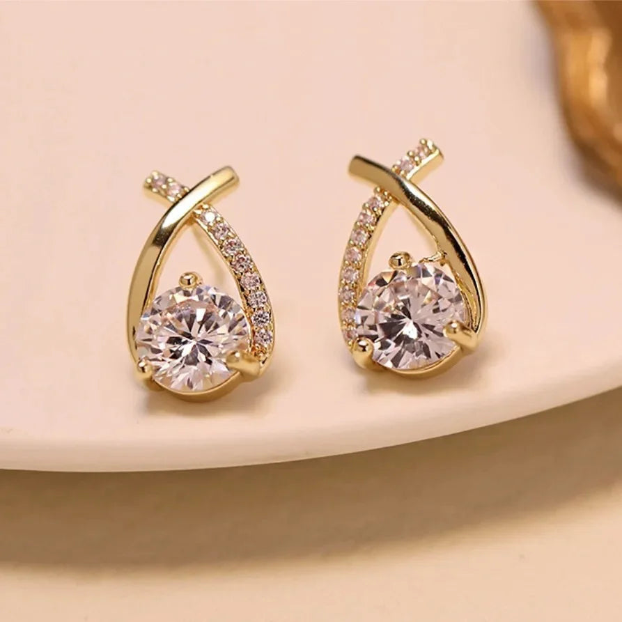 Cross Stud Earrings For Women Girls style Elegant Crystal Jewelry Ear Rings